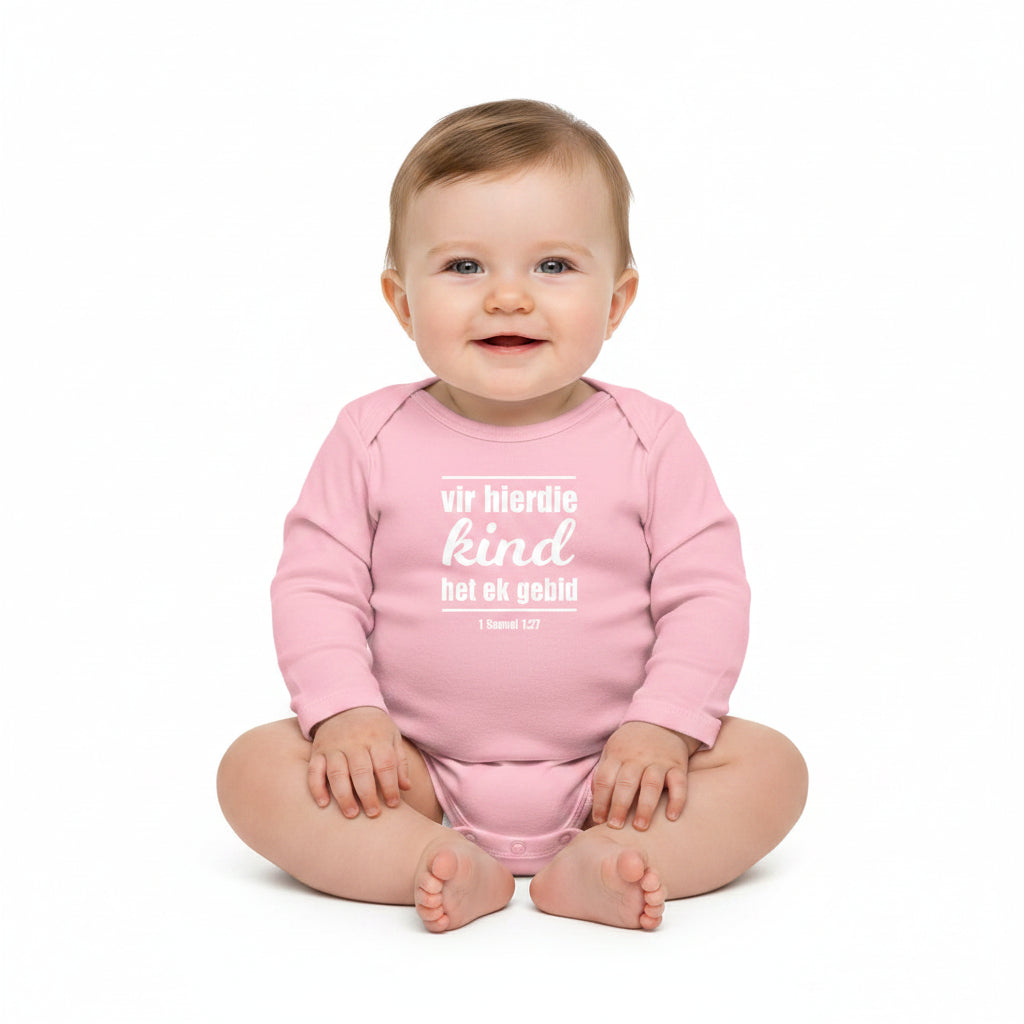 Vir hierdie Kind het ek gebid - Christian Baby Onesie (Pink LS)