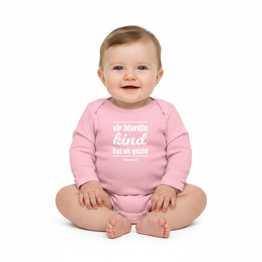 Vir hierdie Kind het ek gebid - Christian Baby Onesie (Pink LS)