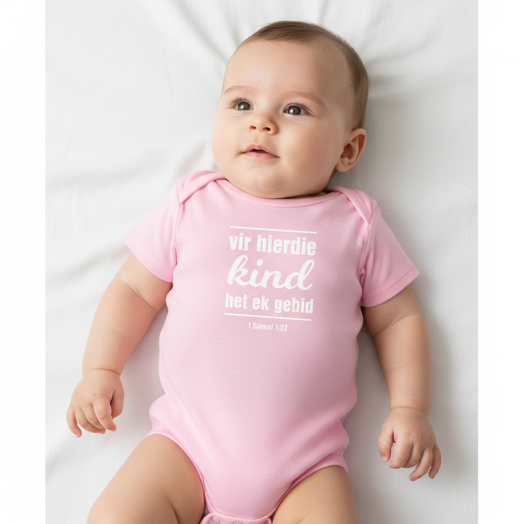 Vir hierdie kind het ek gebid - Christian Baby Onesie (Pink)