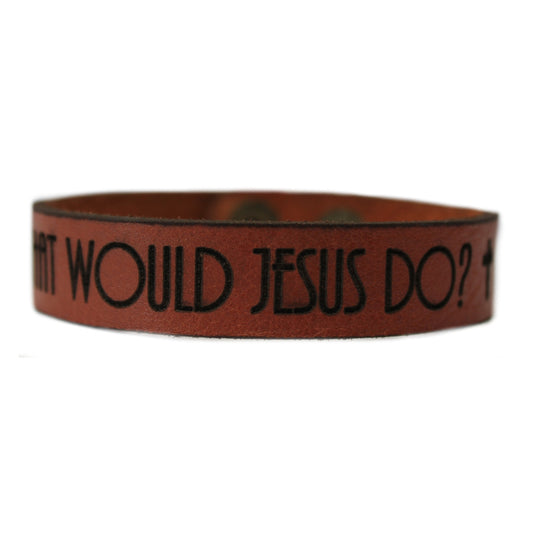 What would Jesus do - Christian Leather Wristband
