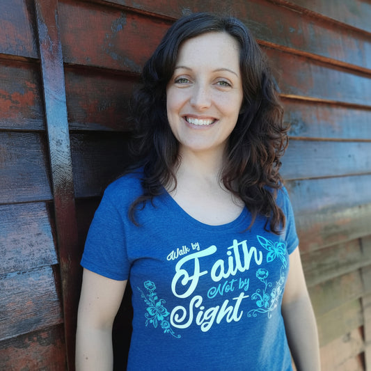 Blue Walk by Faith Christian Ladies T shirt by ITG Clothing in South Africa