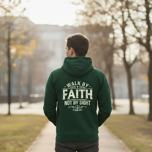 Walk by Faith Not by Sight - Christian Premium Hoodie (Green)