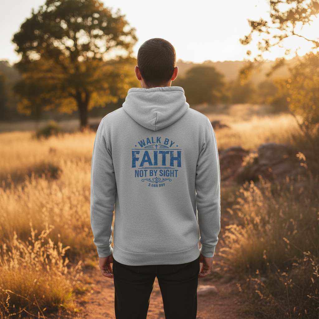 Walk by Faith Not by Sight - Christian Premium Hoodie (Grey)