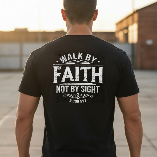 Walk by Faith Not by Sight - Premium Christian T-shirt (Black)