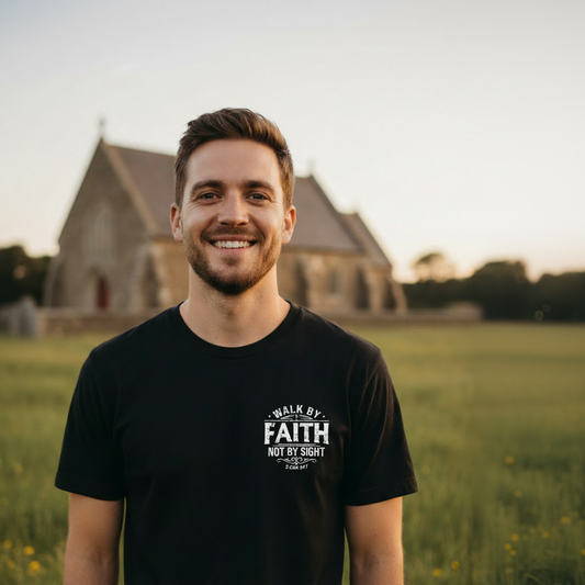 Walk by Faith Not by Sight - Premium Christian T-shirt (Black)