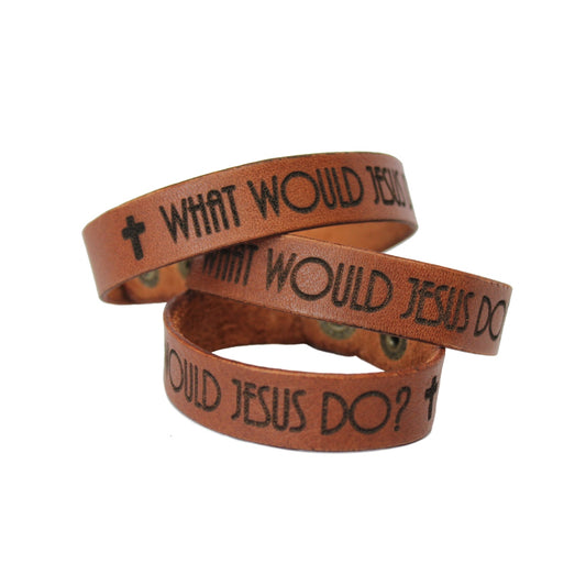 What would Jesus do - Christian Leather Wristband