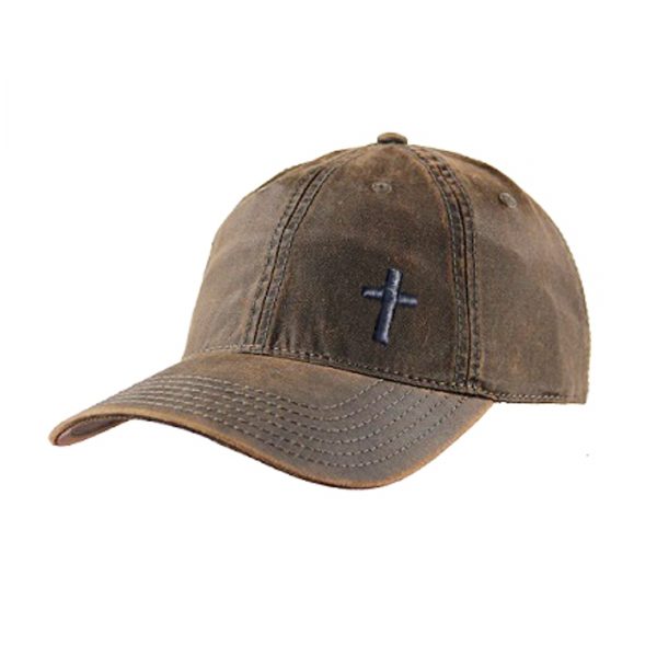 Cross - Brown Oliskin Christian Cap (Side)2