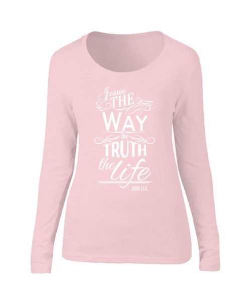 Jesus the Way the Truth the Life - John 14:6 - Pastel Pink Christian Ladies T shirt by In the Gap Clothing
