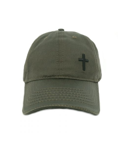 Cross - Olive Oliskin Christian Cap (Front)