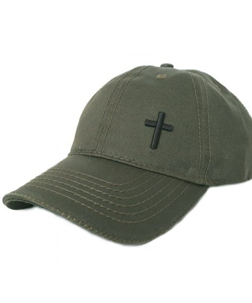 Cross - Olive Oliskin Christian Cap (Side)