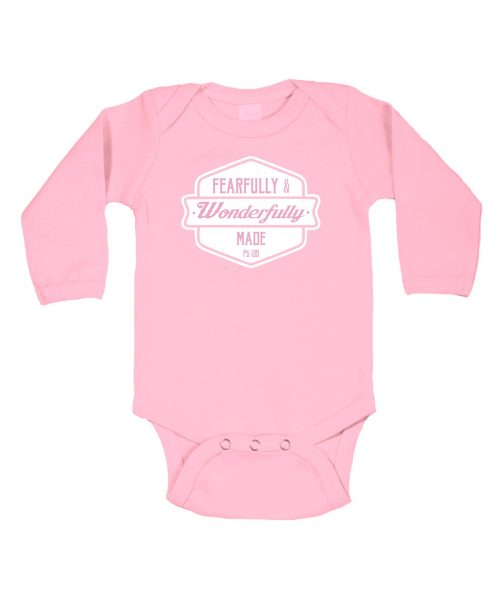 Fearfully and wonderfully made Baby T LS - Pink
