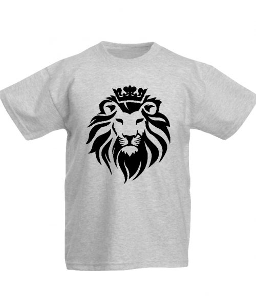 Grey Melange Christian Kids T shirt (front): The Lion of Judah - Revelation 5:5 - by In the Gap Clothing