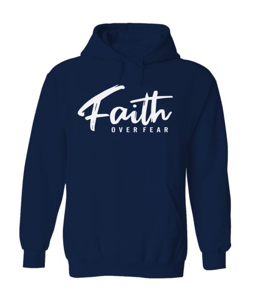 Faith over Fear - Christian Hoodie - Navy