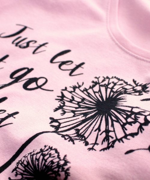 Just let it go and let God - Christian Ladies T shirt (Pink) Round neck