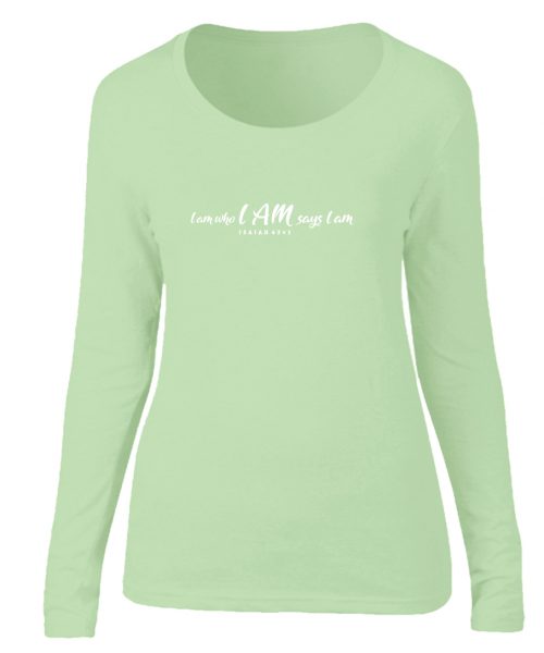 I am - Is 43 - Christian Ladies T-shirt - Avo Green LS
