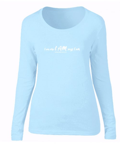 I am - Is 43 - Christian Ladies T-shirt - Sky Blue LS