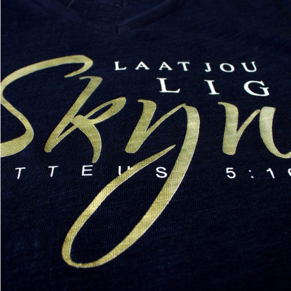 Laat jou Lig Skyn - Afrikaans Ladies Christian T shirt - vroue christelike t hemp C