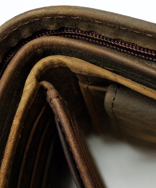 Christian Leather Wallet (Van Dyke Brown Classic Fold) inside