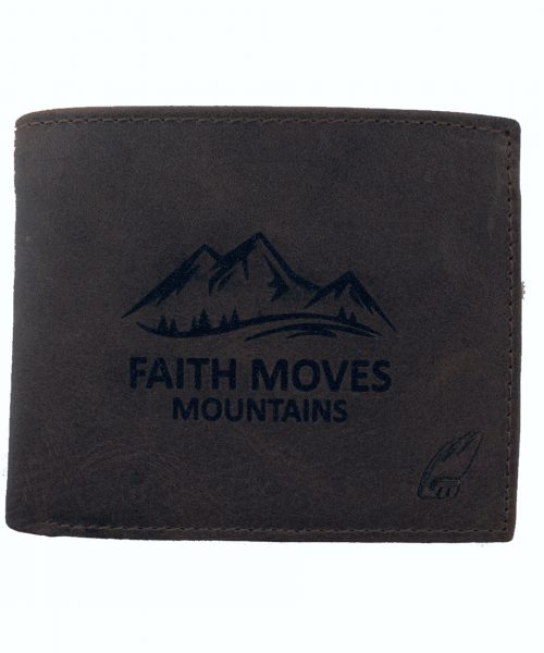 Faith moves Mountains Christian Leather Wallet Dark brown Classic Fold