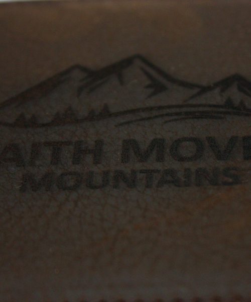 Faith moves Mountains – Christian Leather Wallet (Van Dyke Brown Classic Fold)close