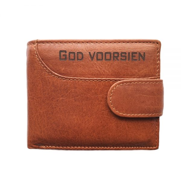 God Voorsien Christian Leather Wallet with cut away and clip
