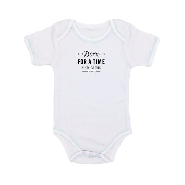 2023 Born for a time such as this - Christian Baby Onesie (White with mint SS)