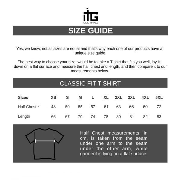 Classic Fit -T shirt for men - Size guide - ATTA