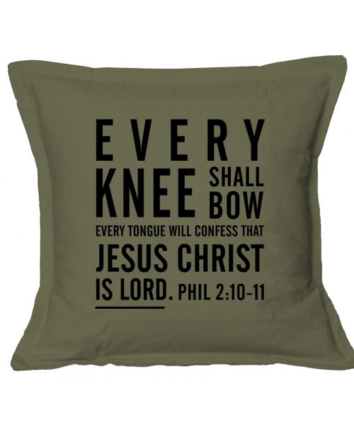 Every Knee Shall Bow - Christian Cushion Cover (Khaki)