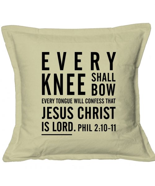 Every Knee Shall Bow - Christian Cushion Cover (Stone)