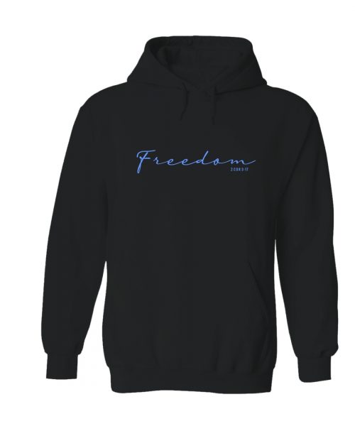 Freedom - Christian Hoodie - Black with blue print