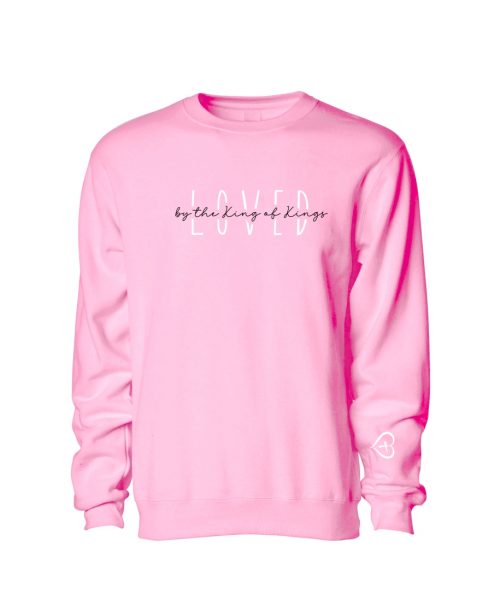 LOVED by The King of Kings - Christian Sweater (Light Pink)