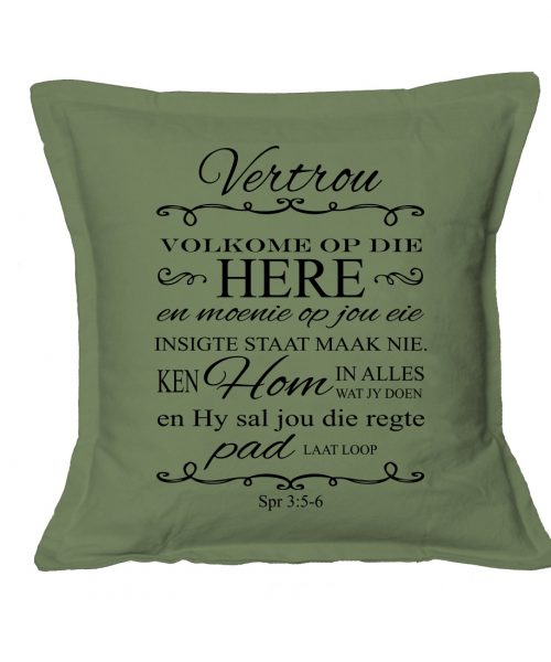 Vertrou Volkome - Christian Cushion Cover Olive Green