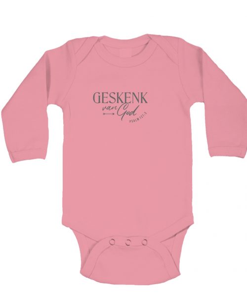 Geskenk van God - Christian Baby onesie - Rose Pink LS