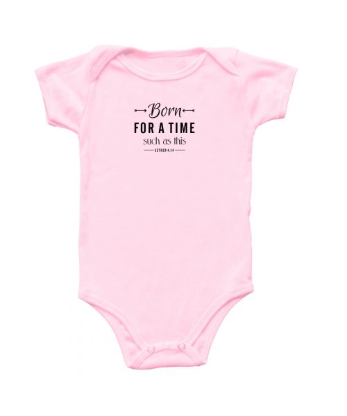 Born for a time such as this - Christian Baby onesie - peach SS