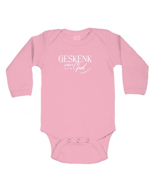 Geskenk van God - Christian Baby onesie - Pink LS 1