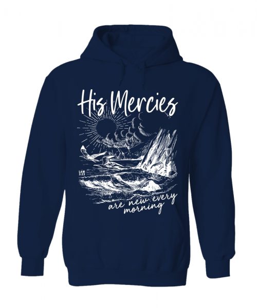 His Mercies - Christian Hoodie (Navy)